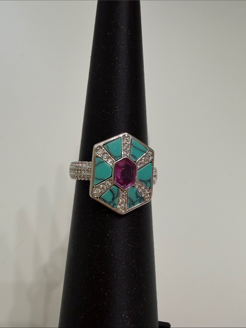 BP Jewelry Turquoise and Pink Corundum ring